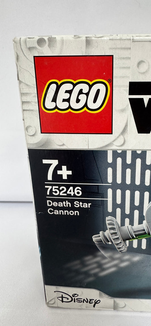 LEGO Death Star Cannon packaging with LEGO logo and age recommendation on a white background