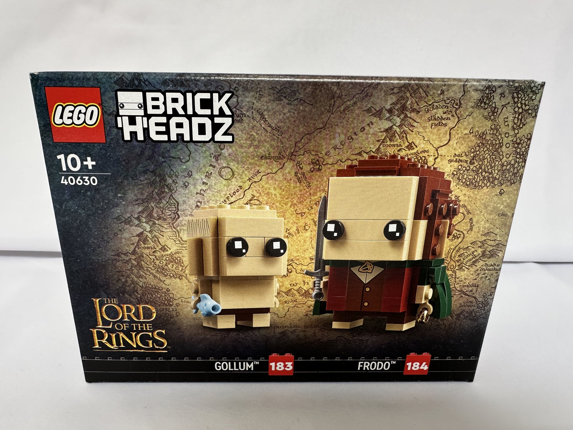 LEGO BrickHeadz packaging featuring Gollum and Frodo from 'The Lord of the Rings' on a white background.