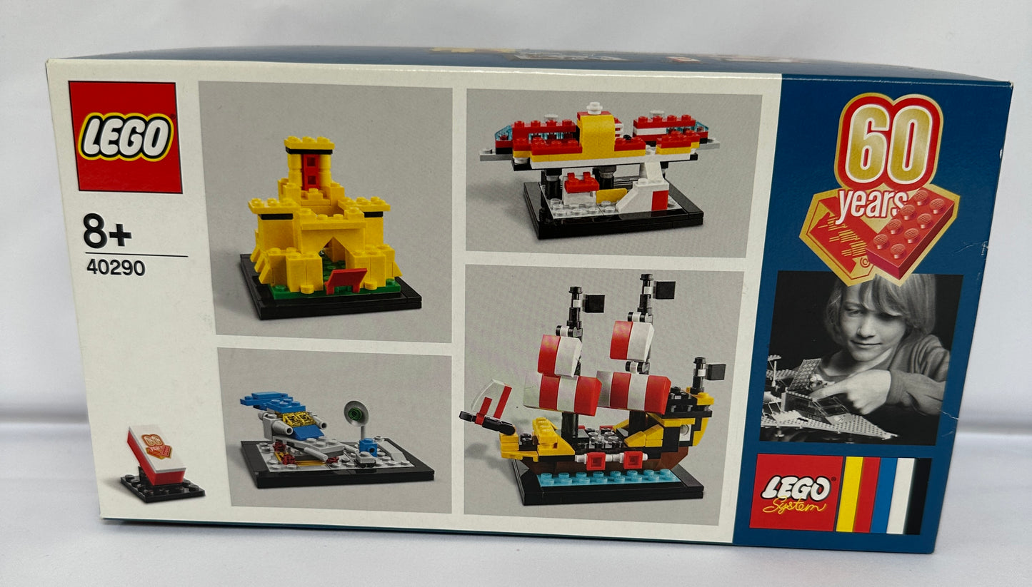 LEGO 60th anniversary set packaging with model images and branding