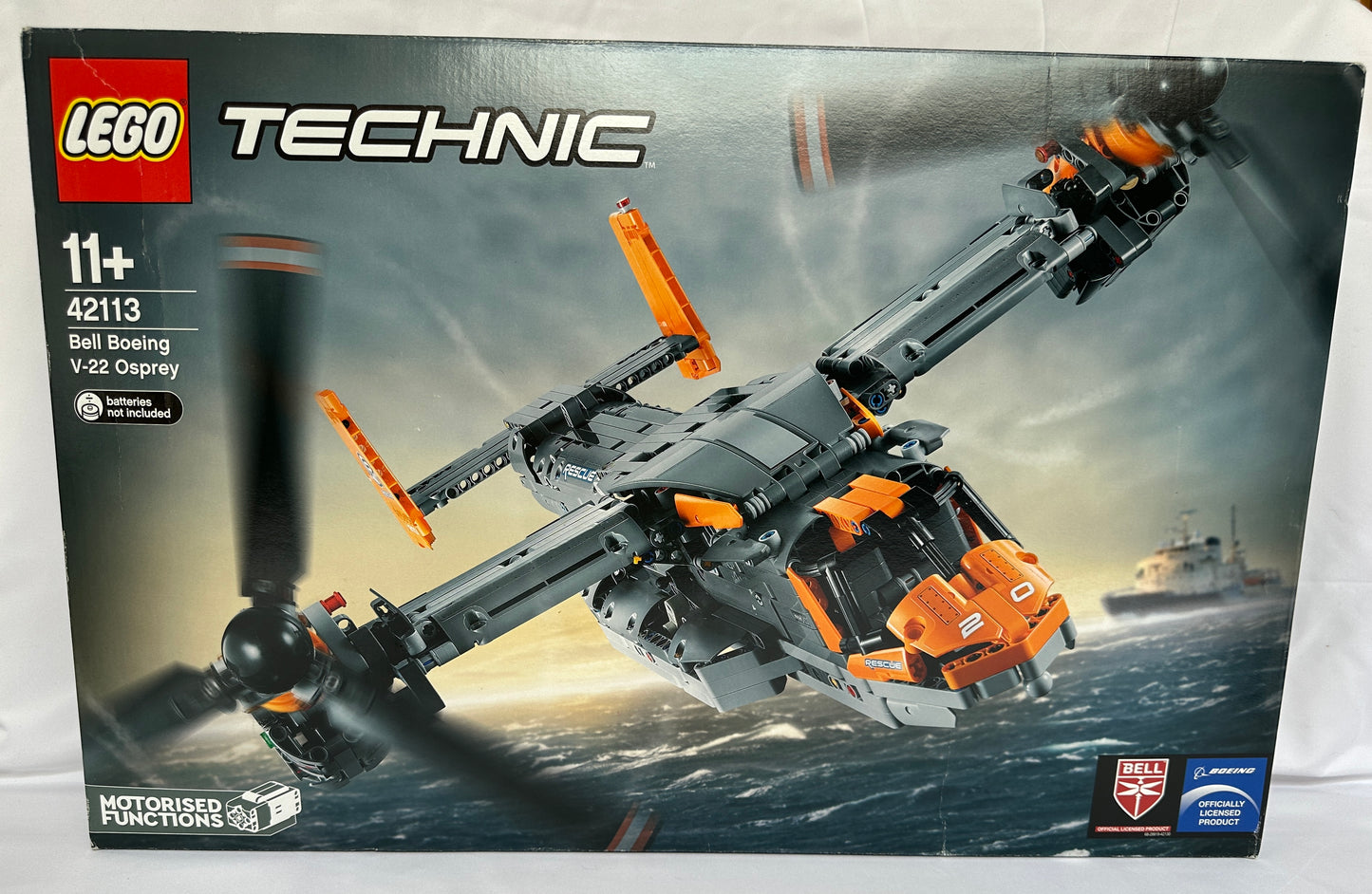 LEGO Technic set 42113 packaging with helicopter model on a gray background