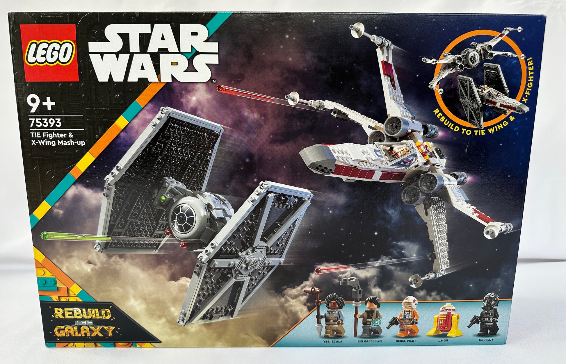 LEGO Star Wars TIE Fighter & X-Wing Mash-up set packaging on a white background