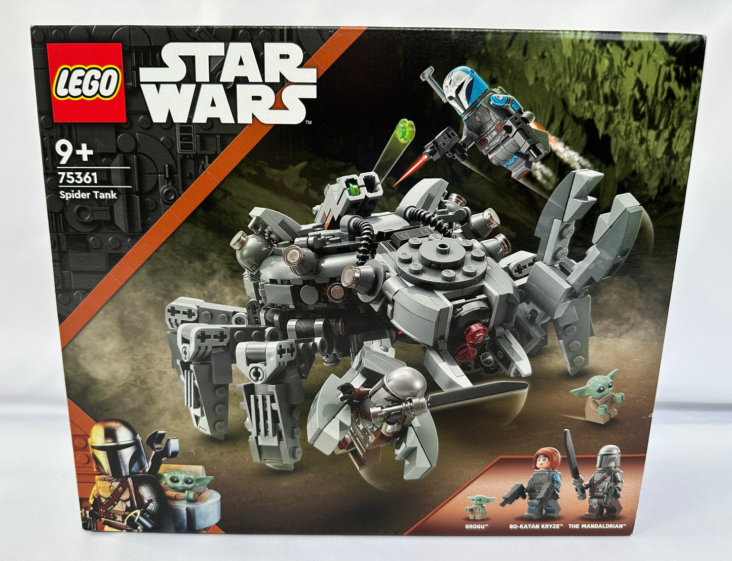 LEGO Star Wars Spider Tank set packaging with characters on a white background