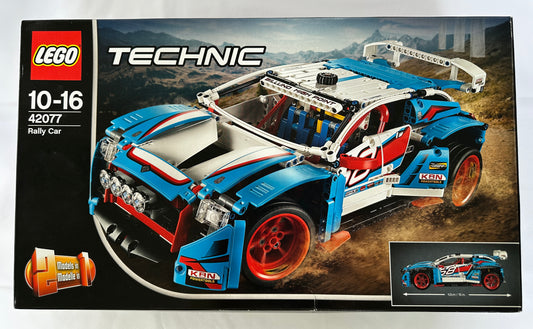 LEGO Technic Rally Car set packaging on a white background