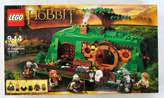 LEGO The Hobbit set packaging with characters and hobbit hole model