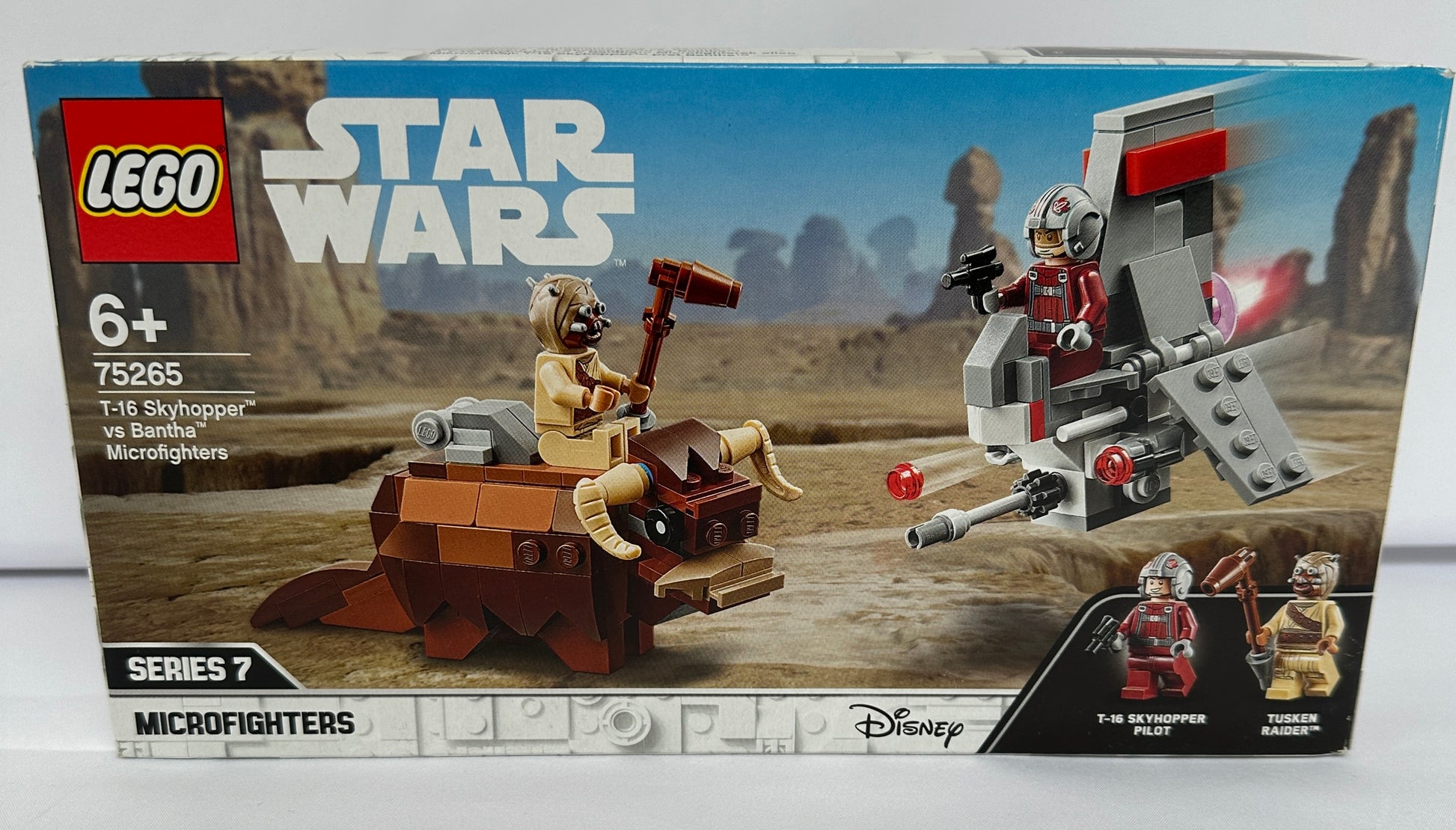 LEGO Star Wars T-16 Skyhopper vs Bantha Microfighters set packaging on a white background