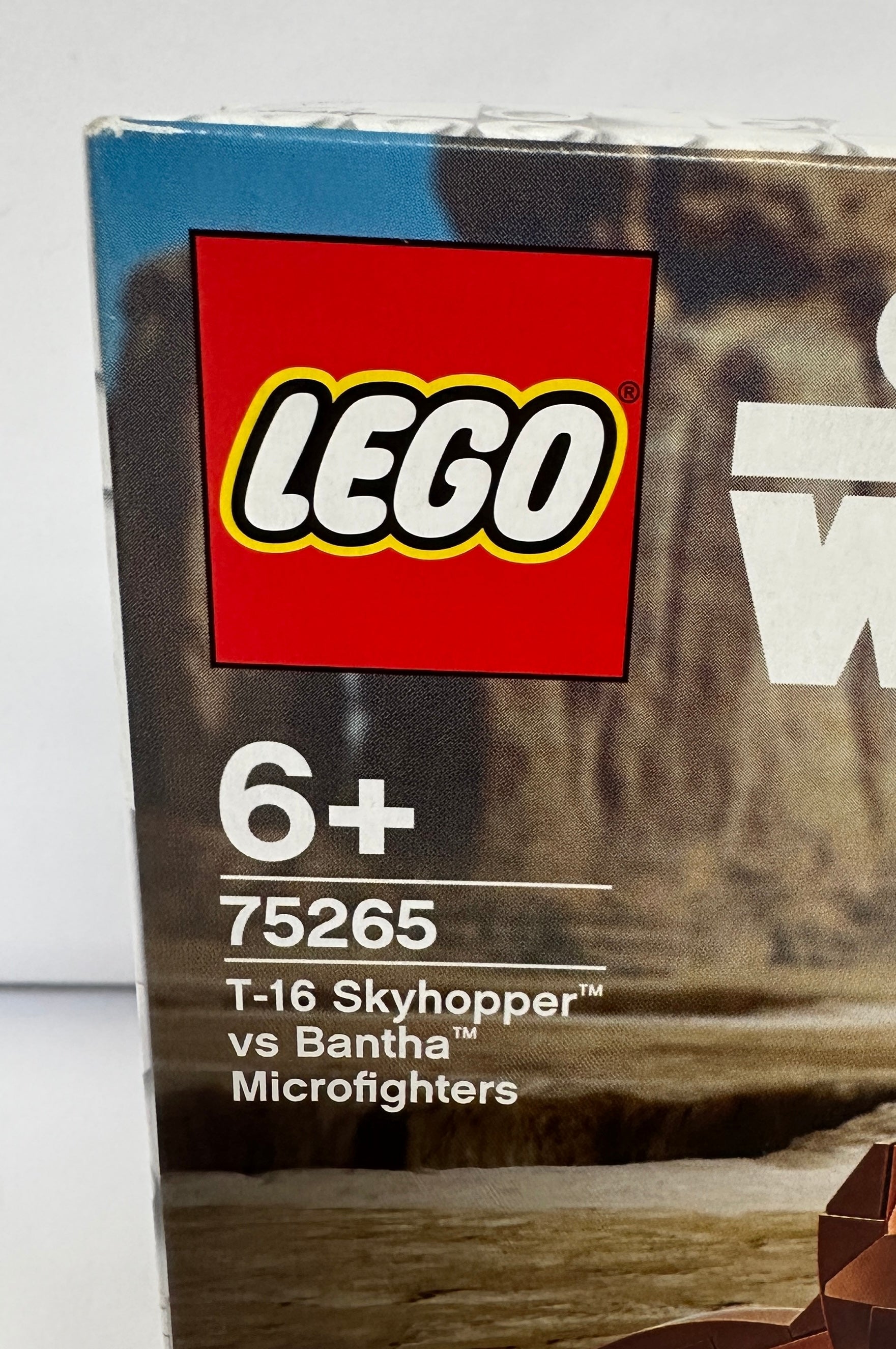 LEGO packaging for T-16 Skyhopper vs Bantha Microfighters set with LEGO logo and age recommendation.