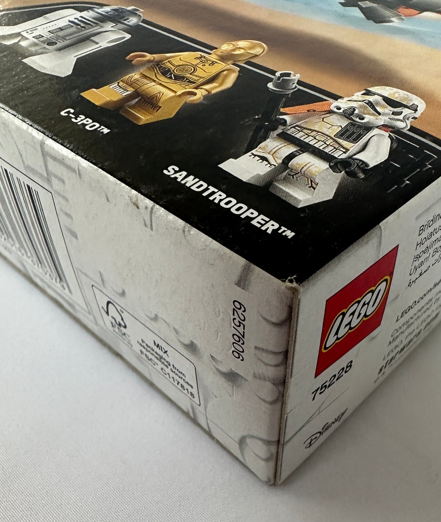 LEGO Sandtrooper packaging with branding and product details.