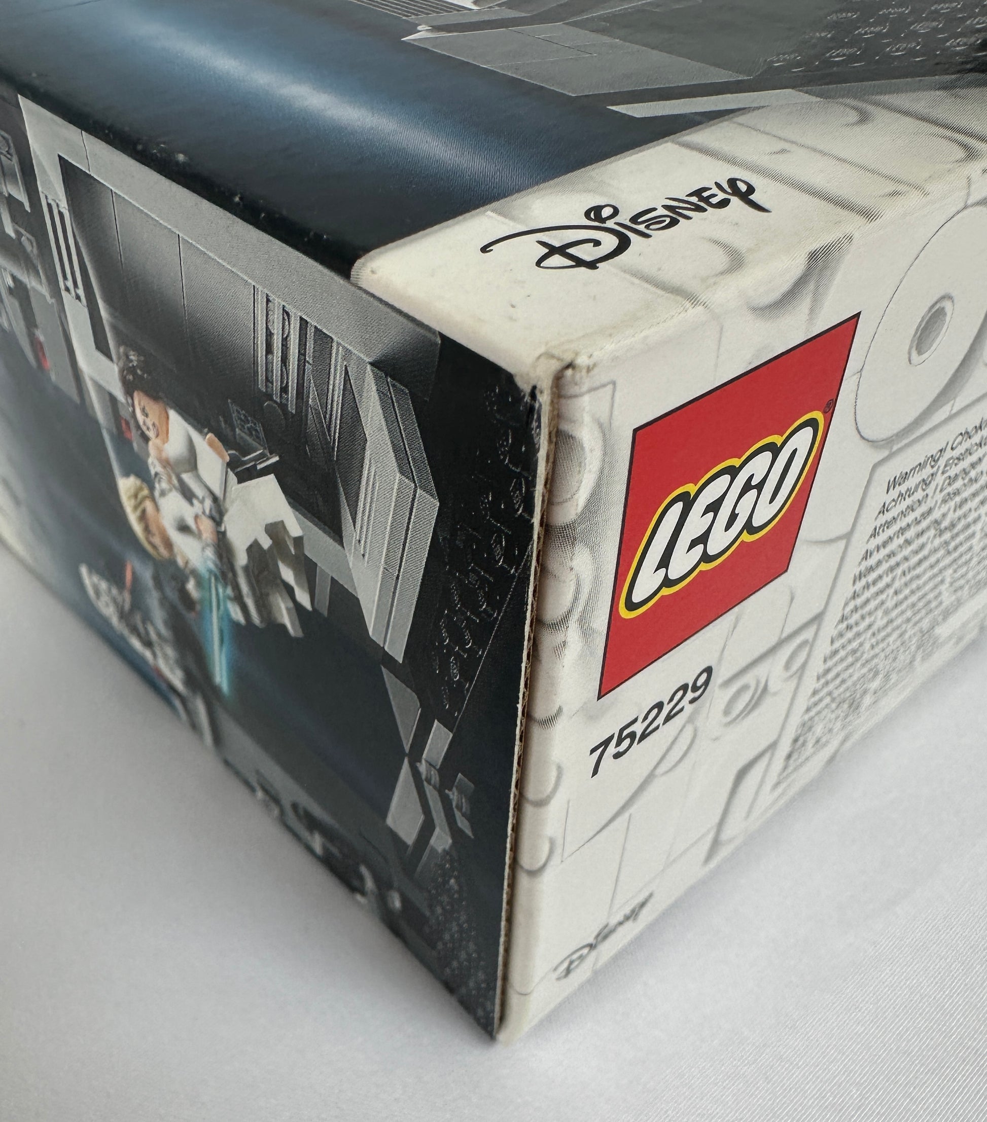 Close-up of a LEGO Disney box with branding and product number.