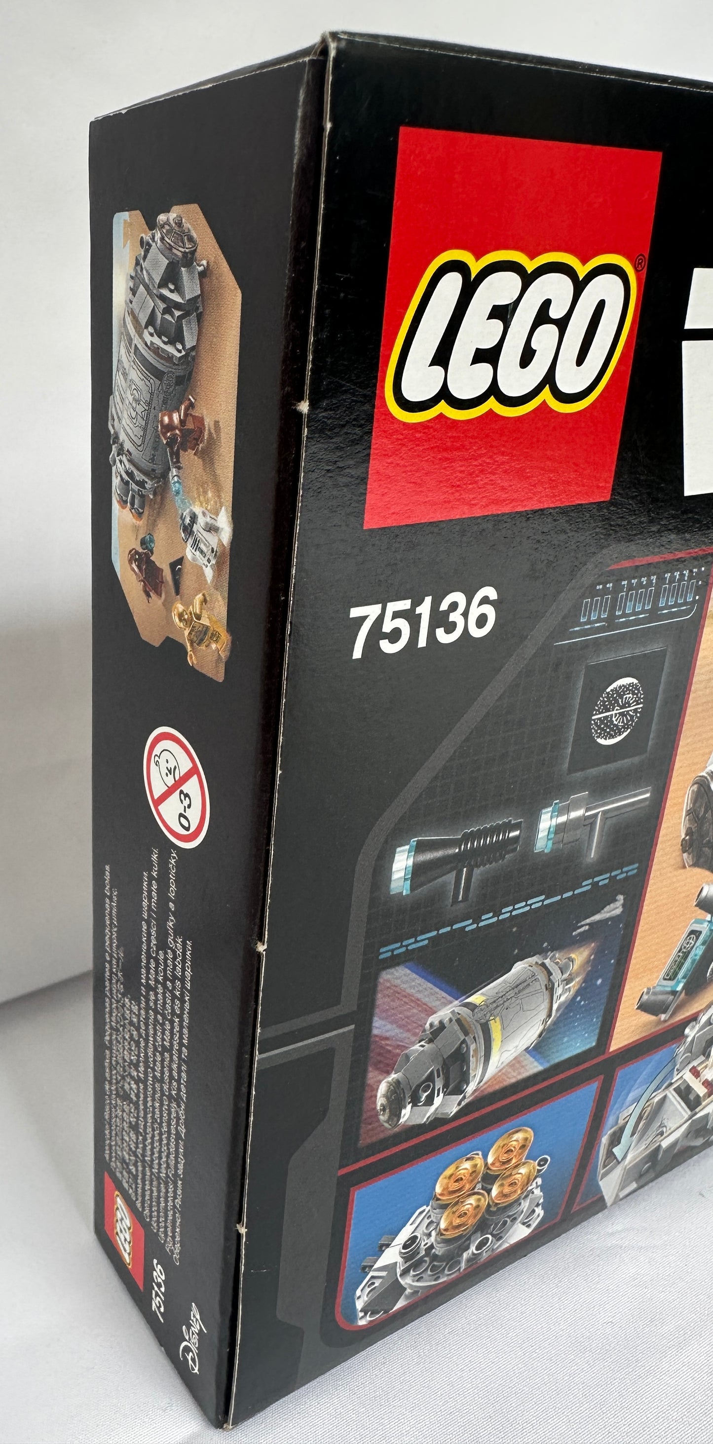 LEGO set packaging with model images and number 75136 on a white background