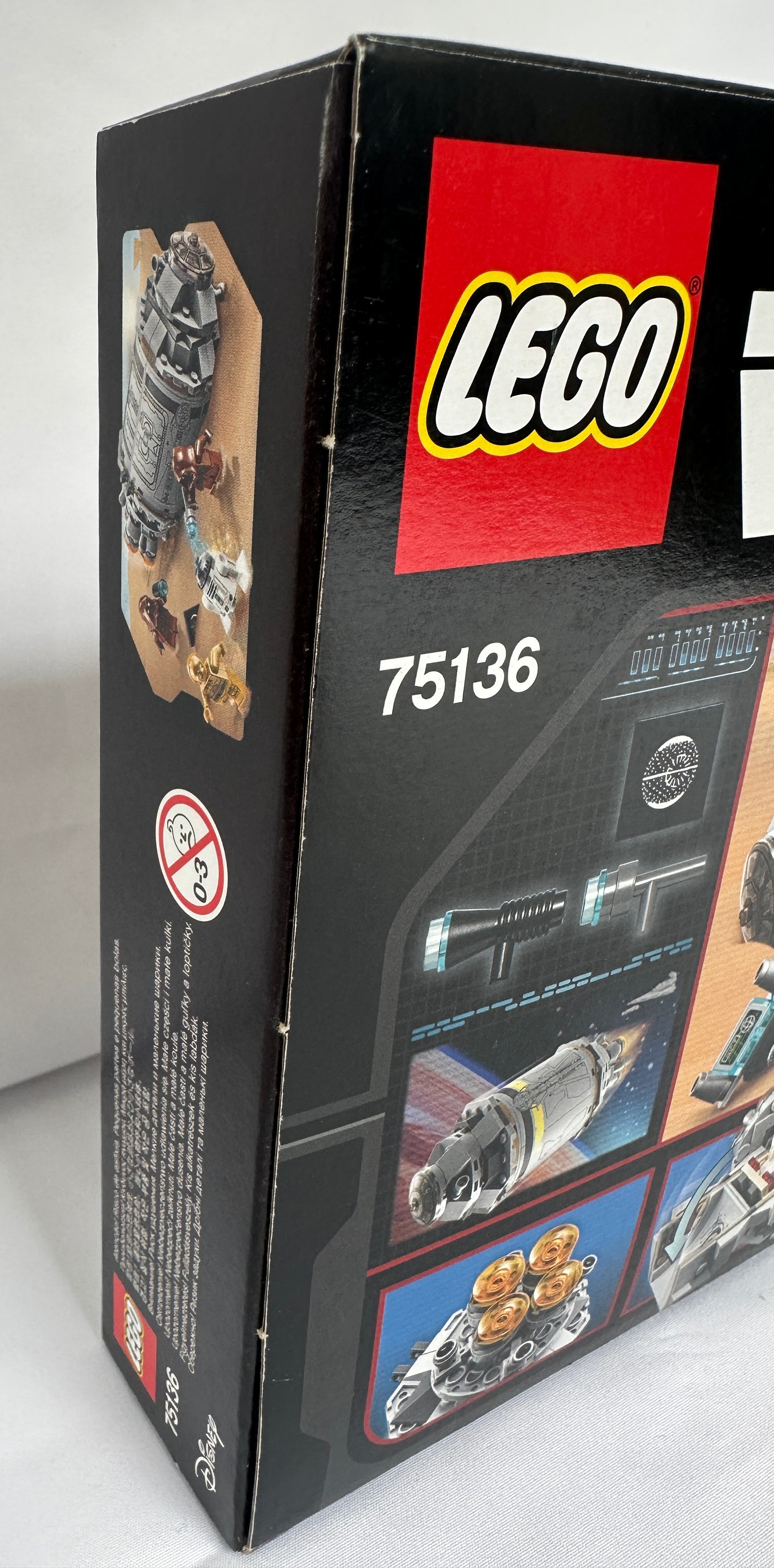 LEGO set packaging with model images and number 75136 on a white background