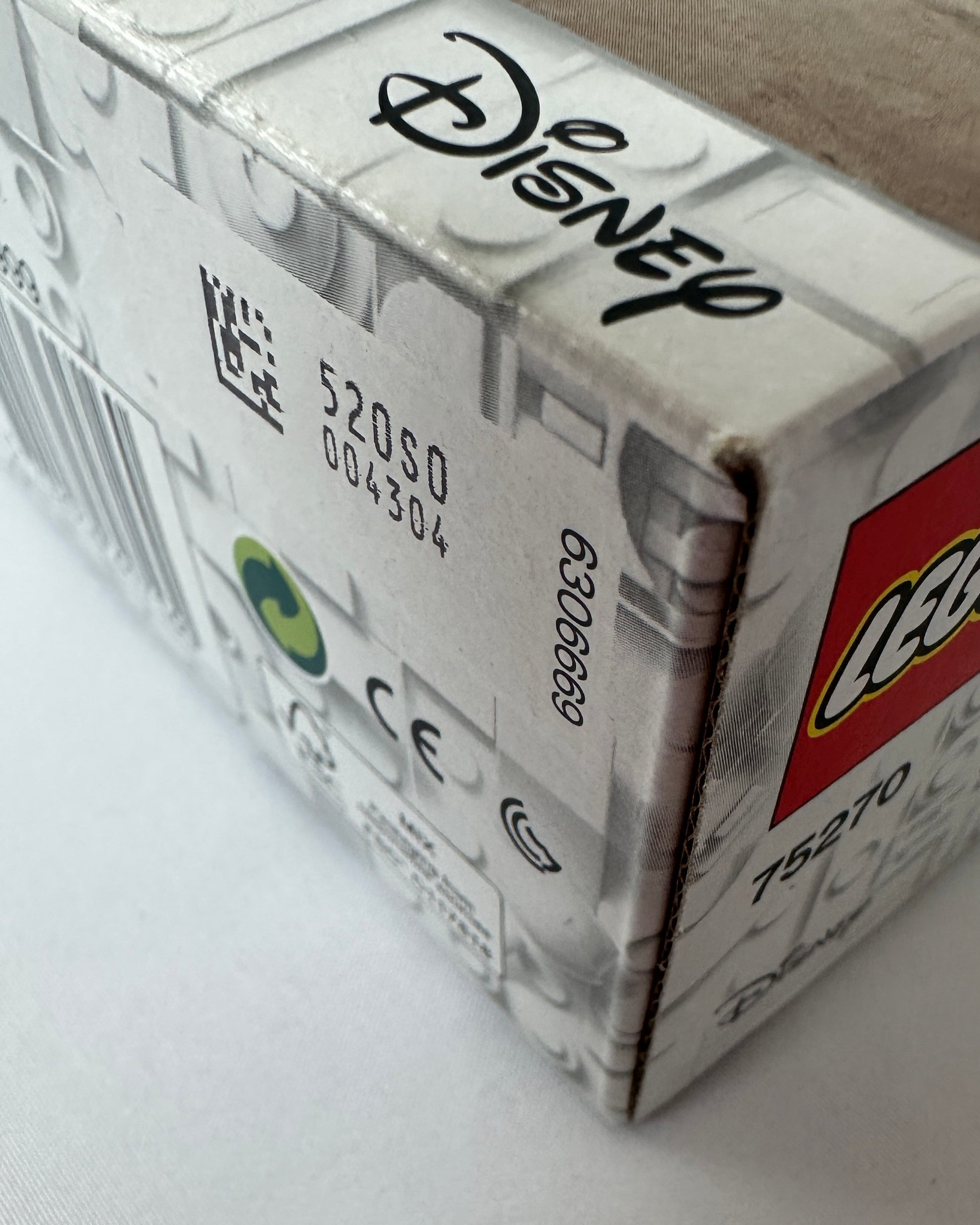 Close-up of a LEGO Disney box with branding and product details.