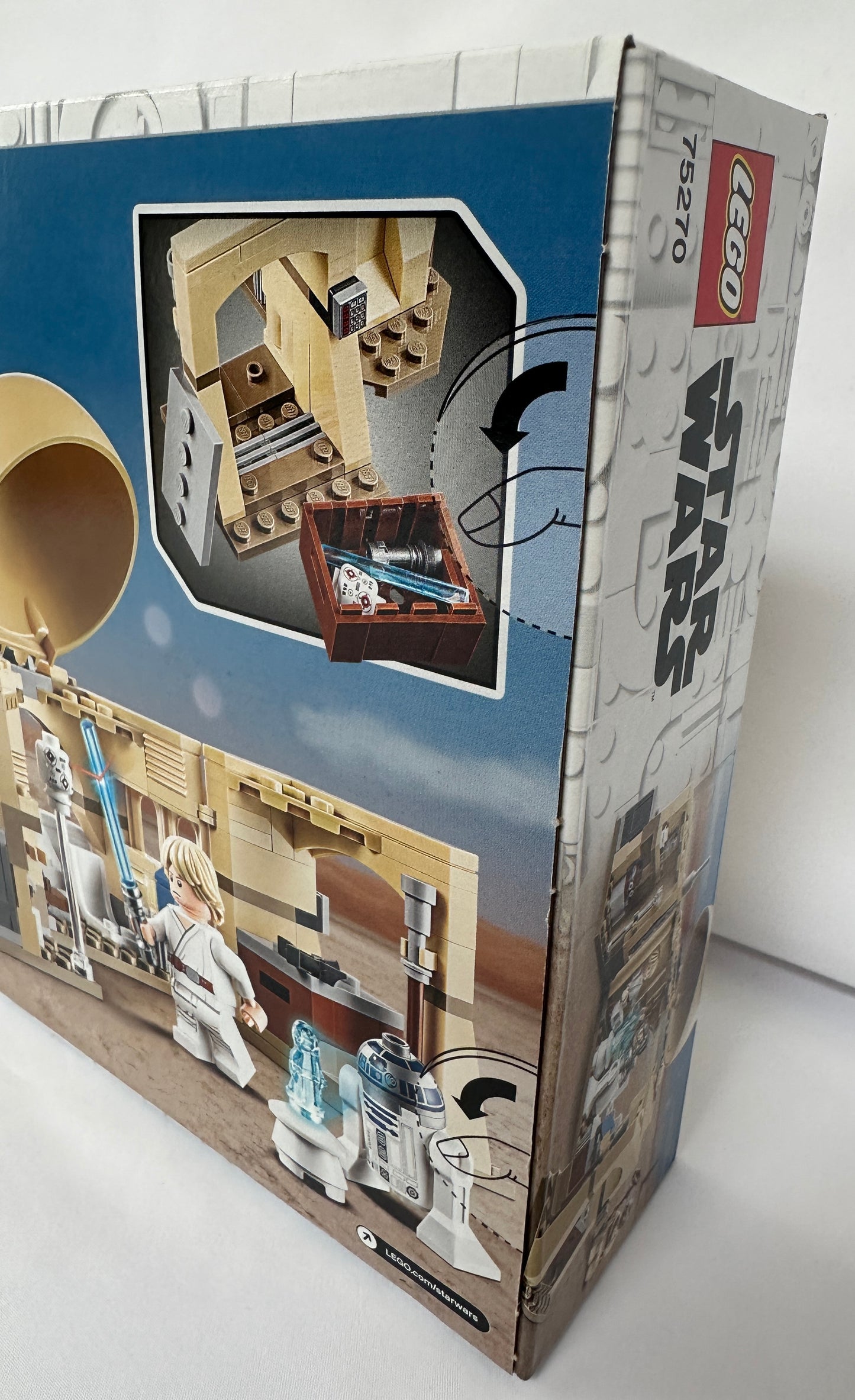 LEGO Star Wars packaging with character and vehicle illustration on a white background
