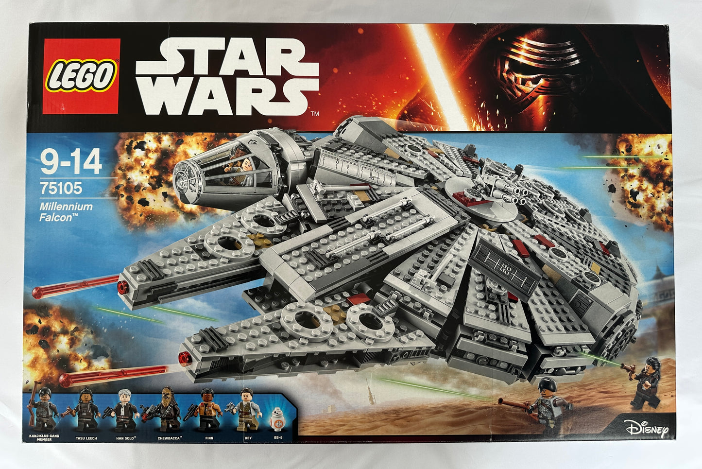 LEGO Star Wars Millennium Falcon set packaging on a white background