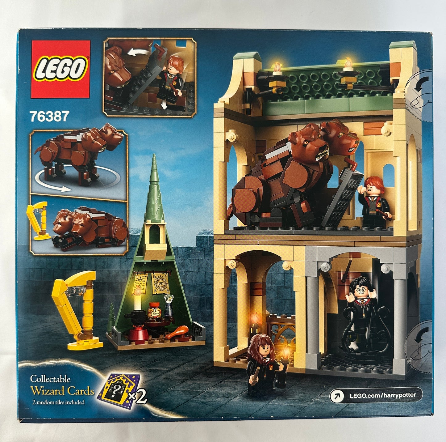 LEGO Harry Potter set packaging with detailed illustrations and LEGO logo.