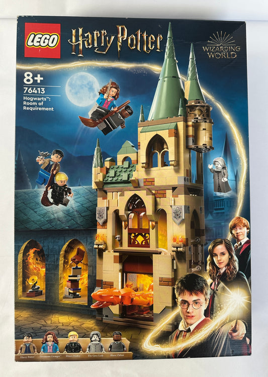 LEGO Harry Potter Hogwarts' Room of Requirement packaging with characters and castle design.