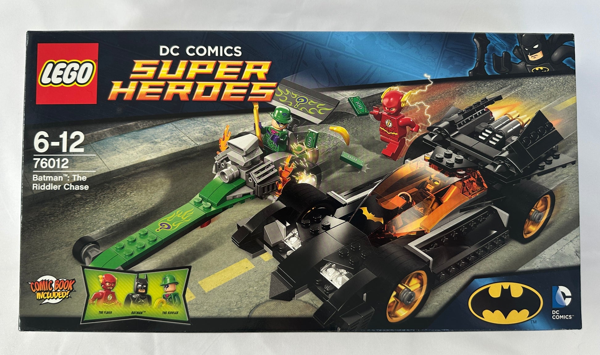 LEGO Super Heroes Batman: The Riddler Chase set packaging on a white background
