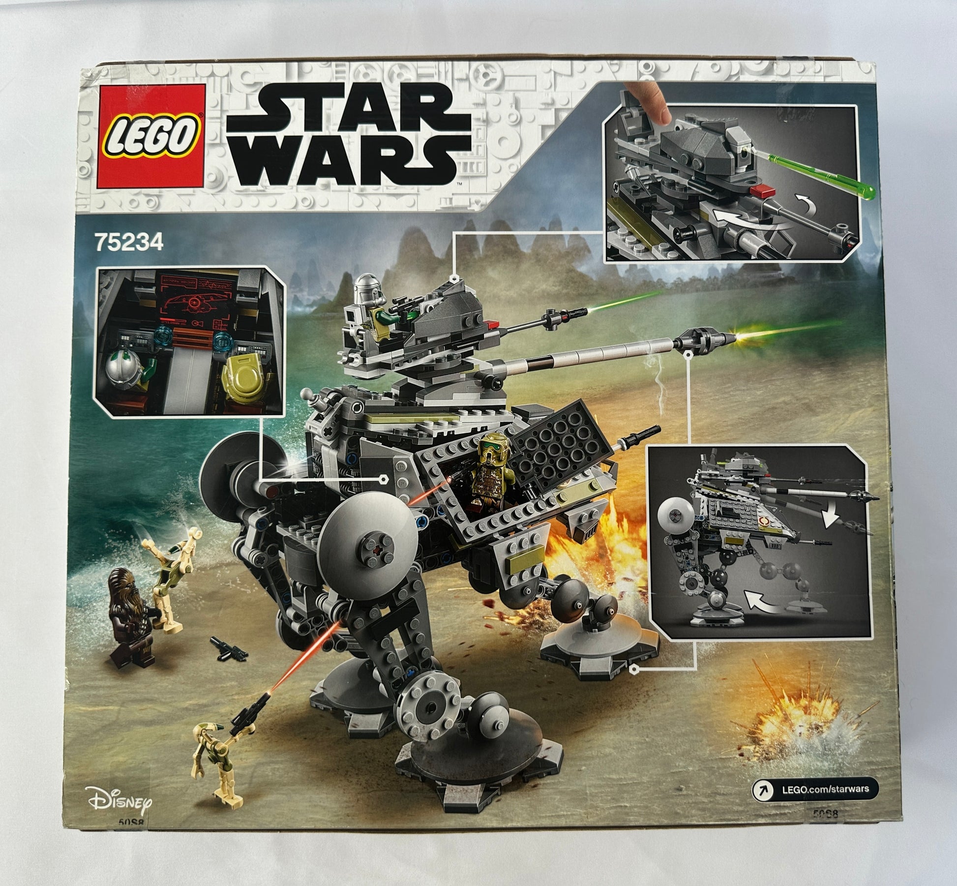 LEGO Star Wars 75234 kit packaging with toy model and images on a white background