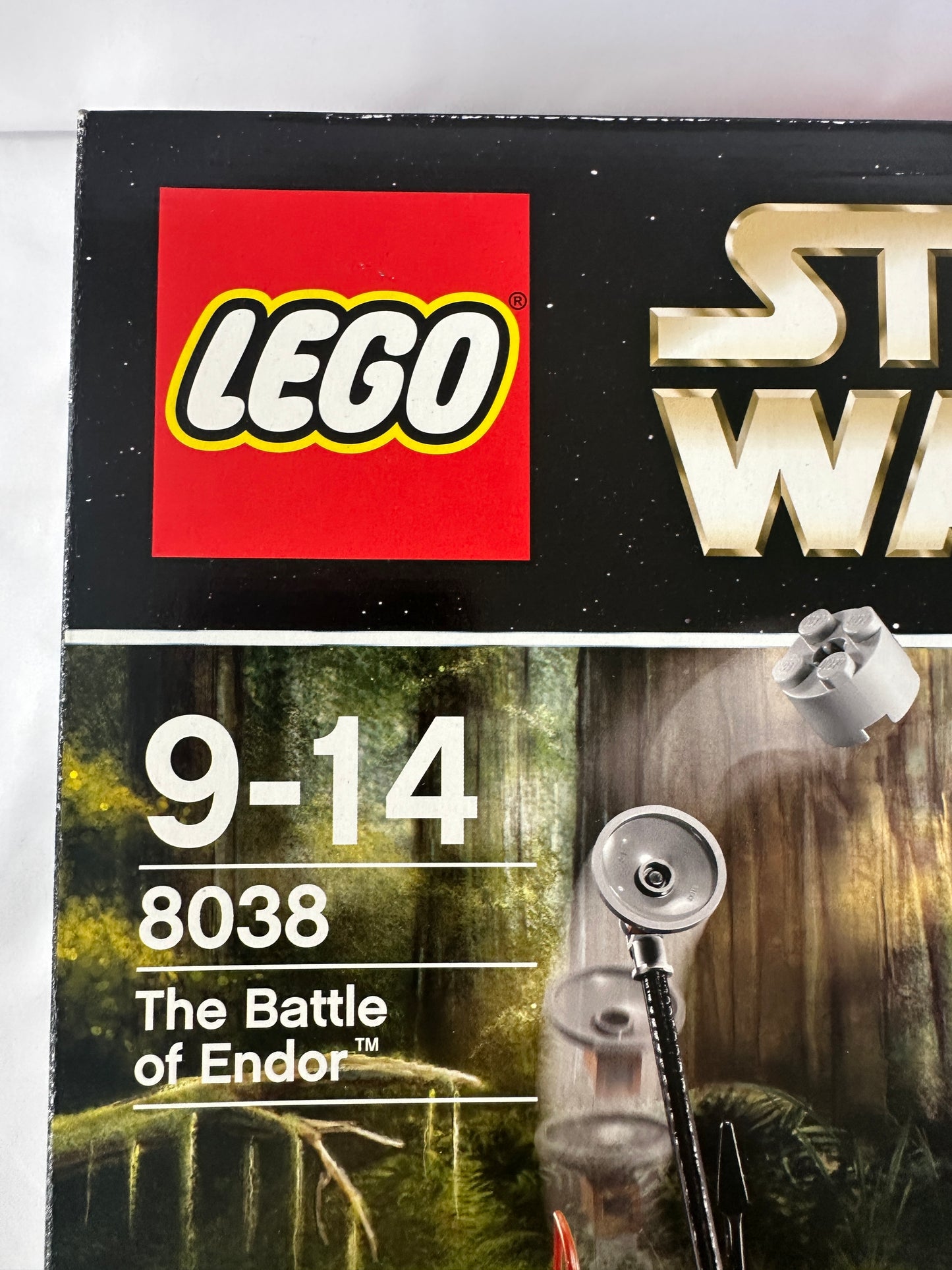 LEGO Star Wars packaging with 'The Battle of Endor' set on a white background